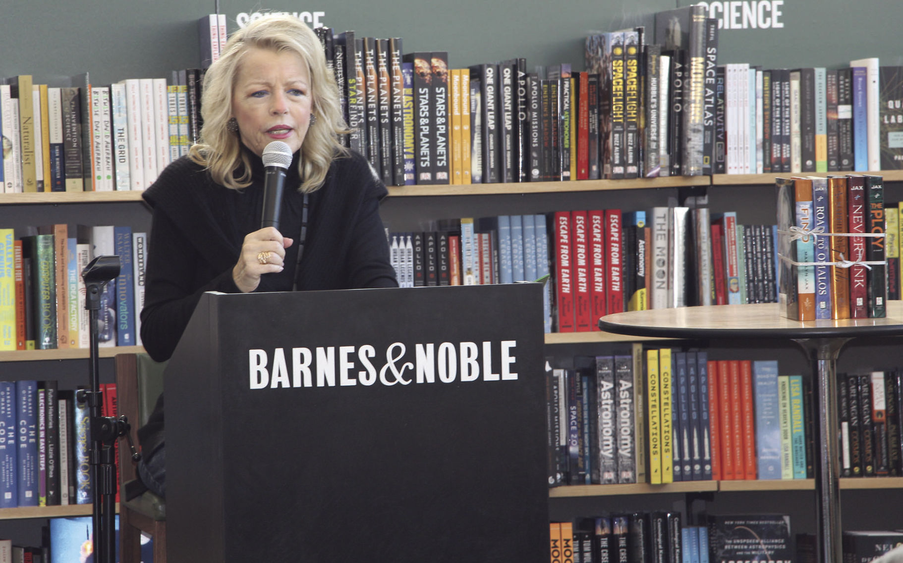 Marilyn Jax speaking at a mystery writing workshop
